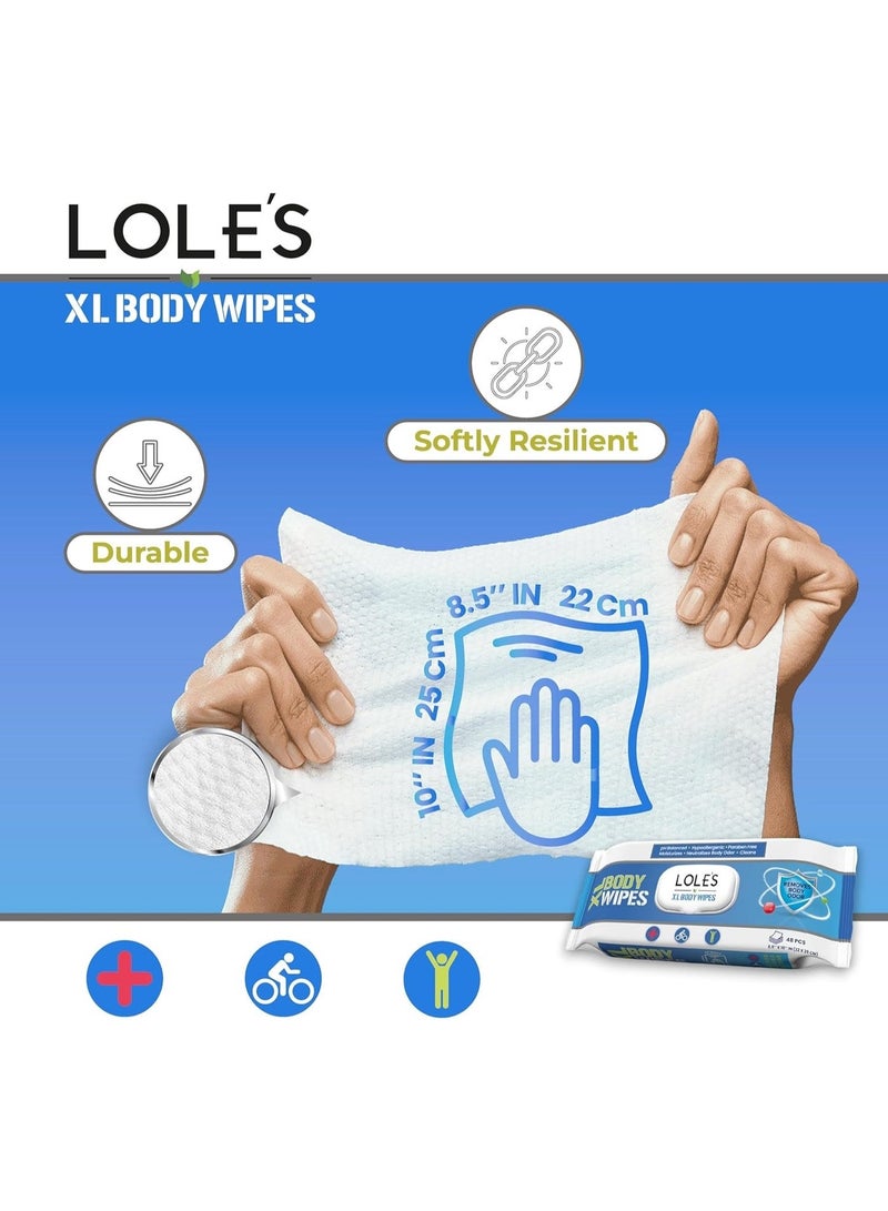 Lole's XL Body Cleaning Wet Wipes, Pack of 1 x 48 Wipes - Image 4